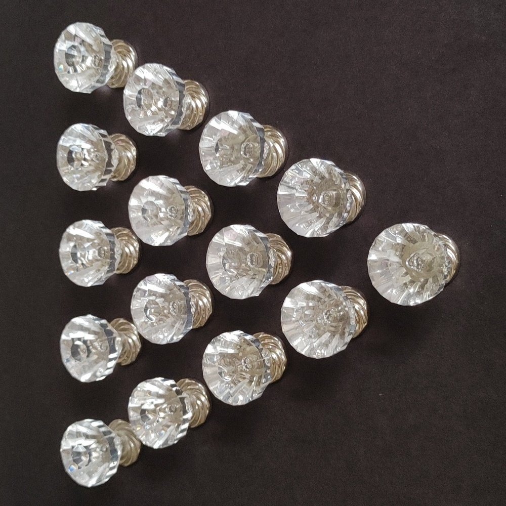 15 Pcs Acrylic Crystal Cabinet Drawer Knobs w Polished Chrome Swirl Base - Picture 1 of 10
